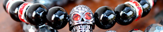 LoBo-Bracelet Onyx-Perlen mit Skull-Charms - Deluxe