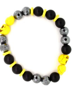 LoBo-Bracelet: Sanga - schwarzes Onyx/Hamätit Perlenarmband gelb.
