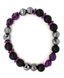 LoBo-Bracelet: Sanga - schwarzes Onyx/Hamätit Perlenarmband Lila.
