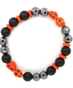 LoBo-Bracelet: Sanga - schwarzes Onyx/Hamätit Perlenarmband orange.