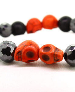 LoBo-Bracelet: Sanga - schwarzes Onyx/Hamätit Perlenarmband orange.