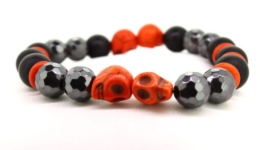 LoBo-Bracelet: Sanga - schwarzes Onyx/Hamätit Perlenarmband orange.