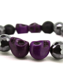LoBo-Bracelet: Sanga - schwarzes Onyx/Hamätit Perlenarmband Lila.