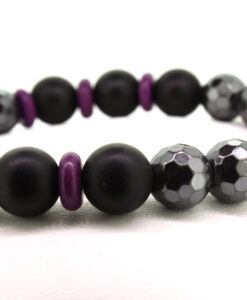 LoBo-Bracelet: Sanga - schwarzes Onyx/Hamätit Perlenarmband Lila.