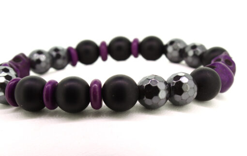 LoBo-Bracelet: Sanga - schwarzes Onyx/Hamätit Perlenarmband Lila.