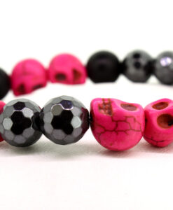 LoBo-Bracelet: Sanga - schwarzes Onyx/Hamätit Perlenarmband Magenta.