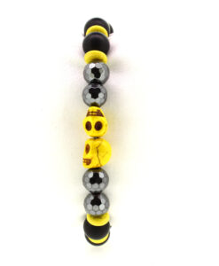 LoBo-Bracelet: Sanga - schwarzes Onyx/Hamätit Perlenarmband gelb.