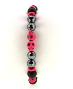 LoBo-Bracelet: Sanga - schwarzes Onyx/Hamätit Perlenarmband Magenta.