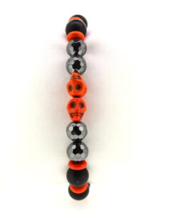 LoBo-Bracelet: Sanga - schwarzes Onyx/Hamätit Perlenarmband orange.