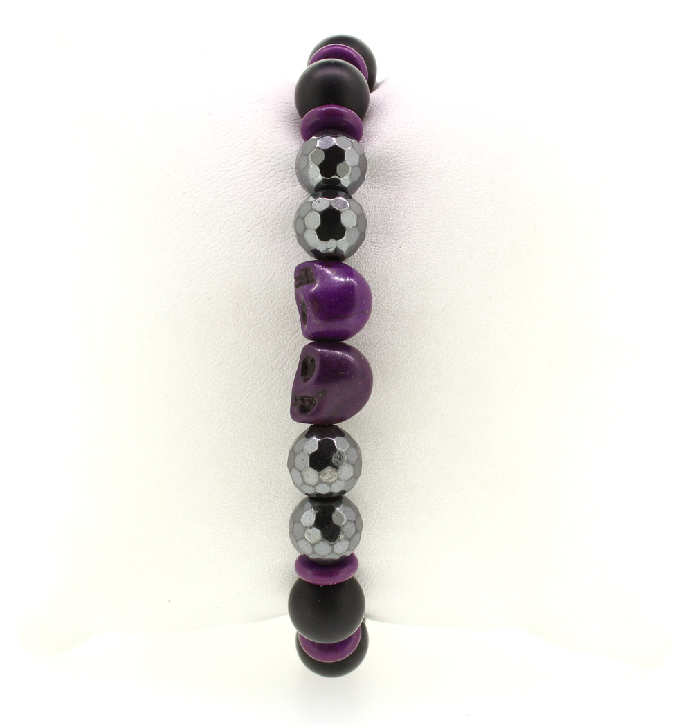 LoBo-Bracelet: Sanga - schwarzes Onyx/Hamätit Perlenarmband Lila.