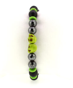 LoBo-Bracelet: Sanga - schwarzes Onyx/Hamätit Perlenarmband grün.