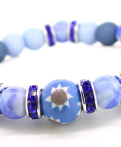 LoboBracelet, Hidi - blaue-Acryl und Halbedelsteine mit Strass-Rondell