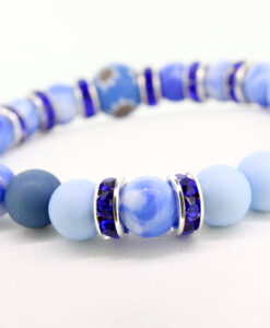 LoboBracelet, Hidi - blaue-Acryl und Halbedelsteine mit Strass-Rondell