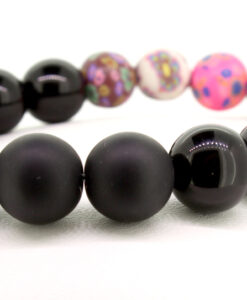 LoboBracelet - Sadiki - schwarze Onyx-Perlen mit Bohemian Schmuckperlen.