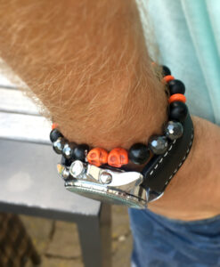 LoBo-Bracelet: Sanga - schwarzes Onyx/Hamätit Perlenarmband orange.